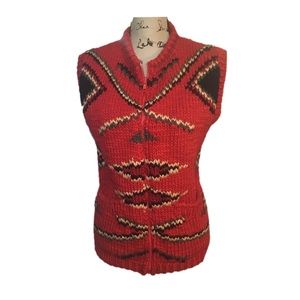 Vintage Hand Knitted 100% Wool Aztec Western Print